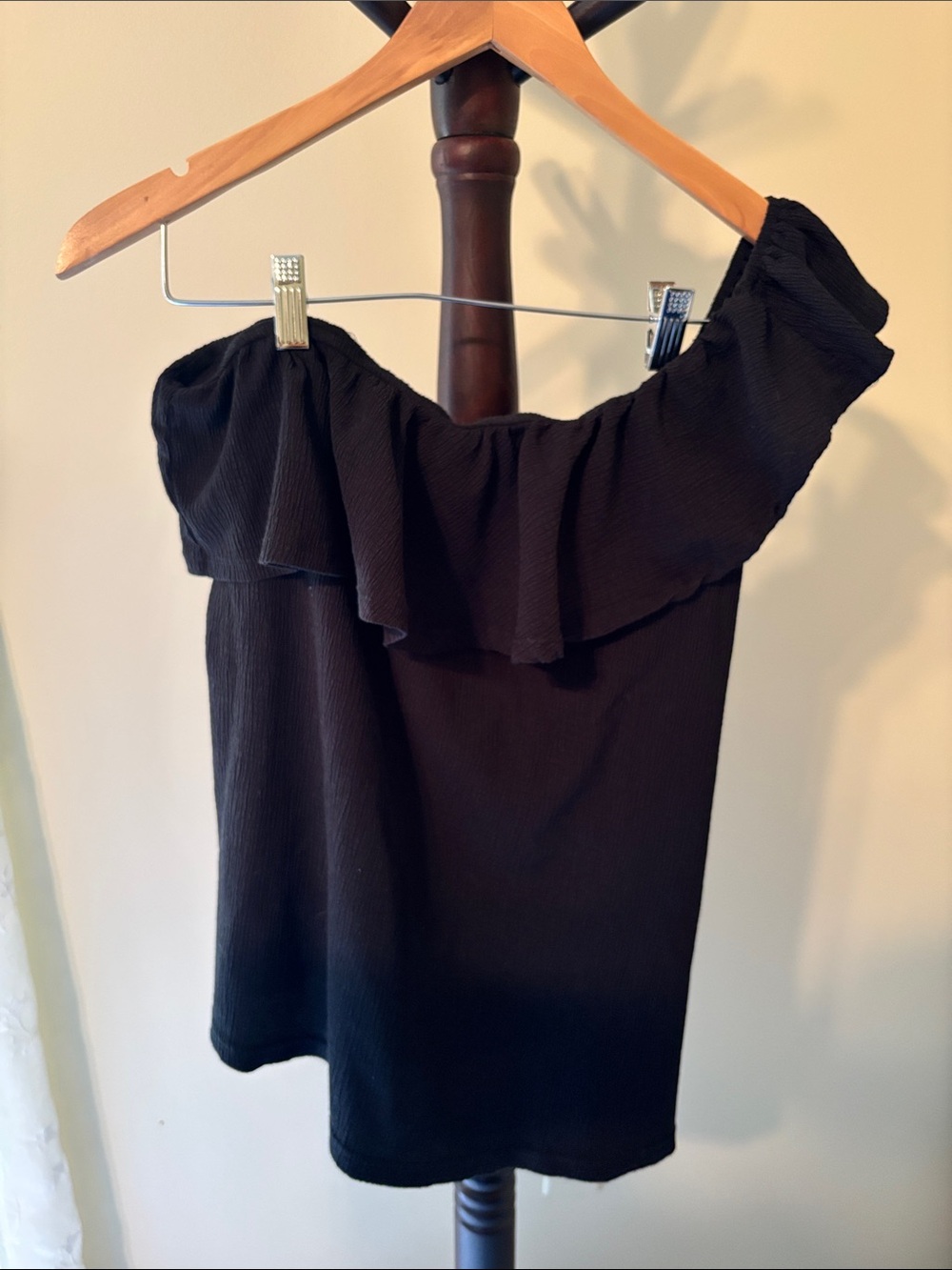 Off-Shoulder Ruffled Women’s Top - Black